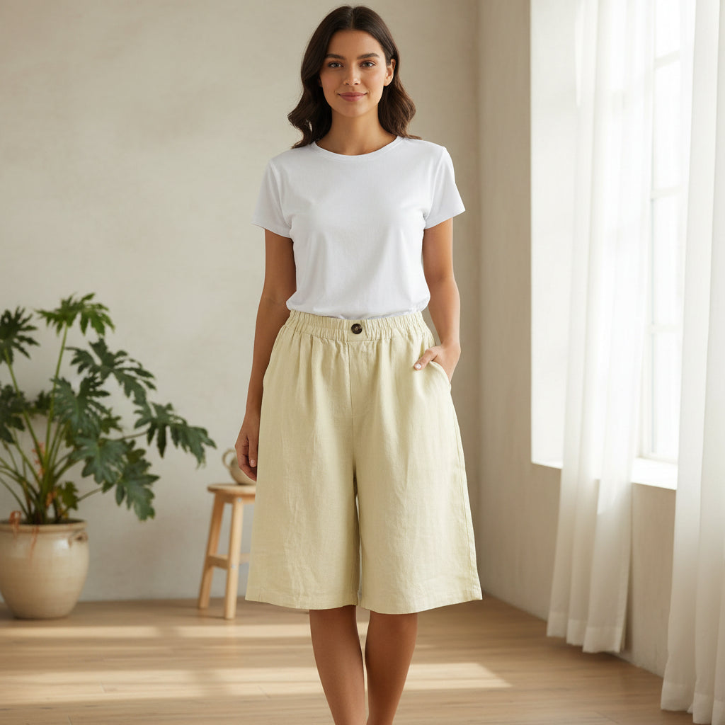Skräddarsydda högmidjade shorts för kvinnor – Elegant och smart casual sommarmodell