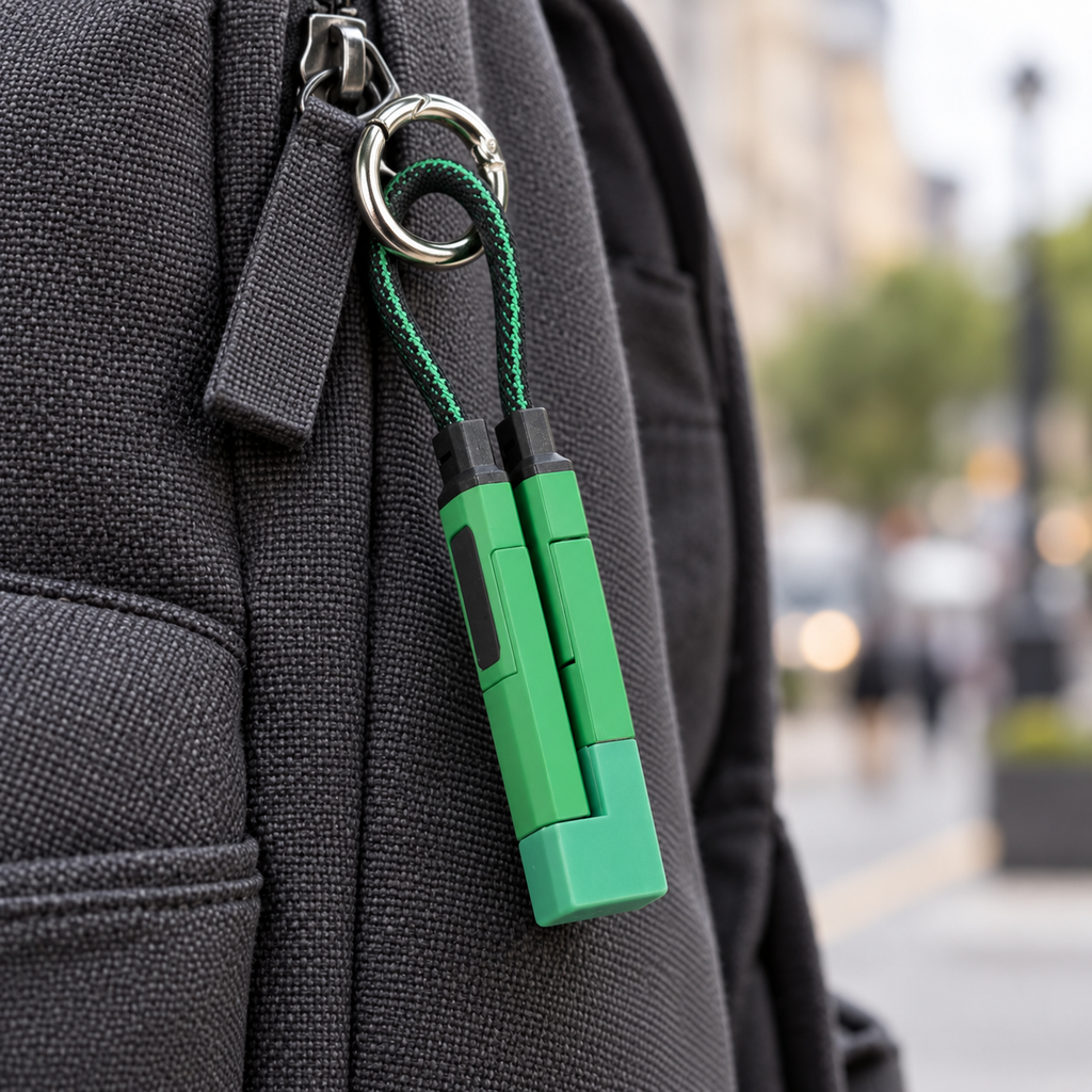 Kort laddkabel för nyckelring – bärbart mobiltillbehör med flera kontakter