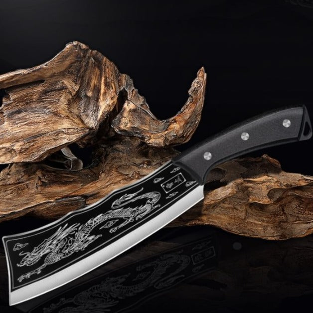 Dragon Slayer kockkniv – Handgjord kökskniv i kolstål för professionell kulinarisk mästerskap