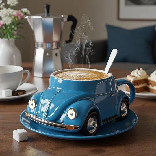 3D-kaffemugg med bilmotiv - Nyhet i keramik för te och kaffe för bilälskare