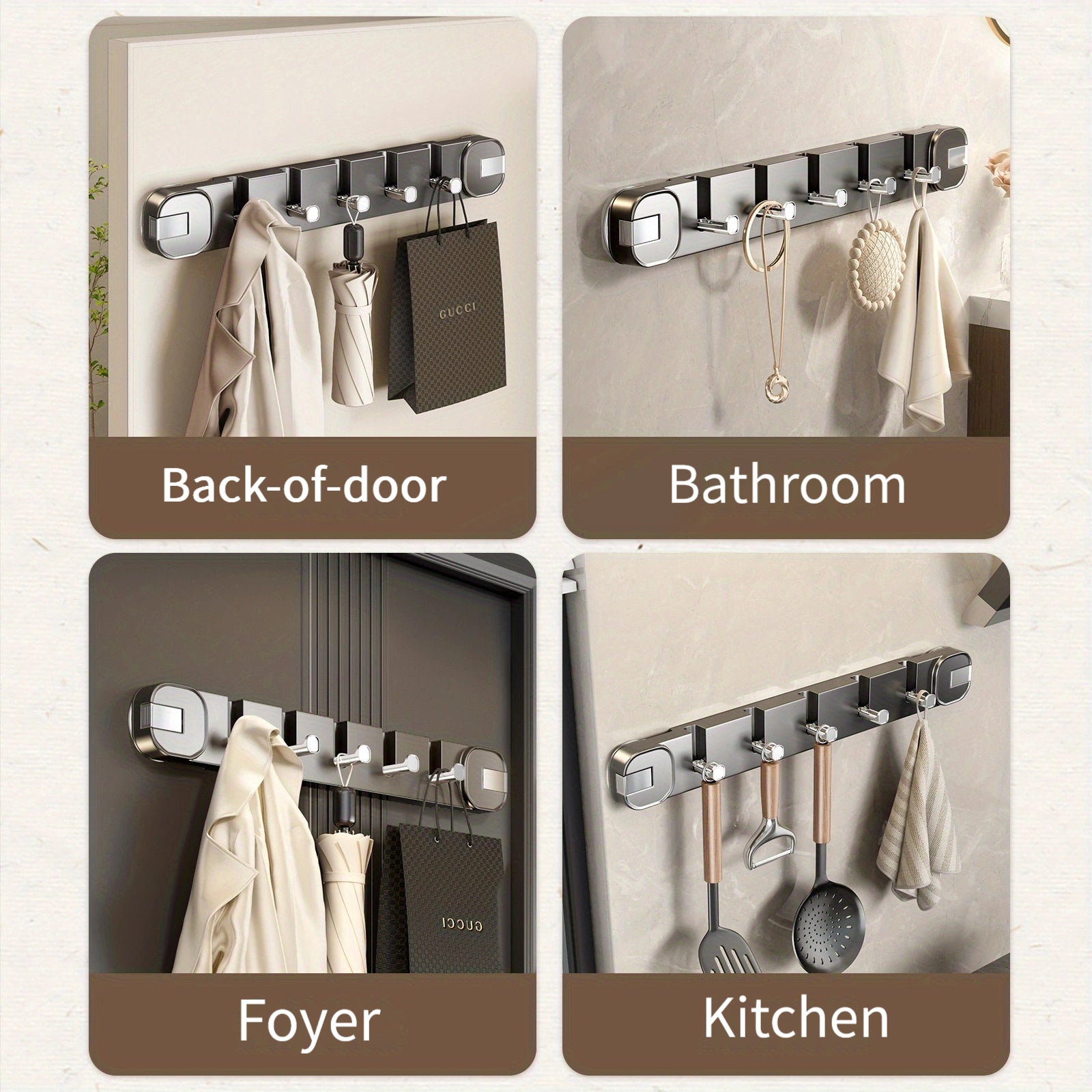 Platsbesparande sugkrokar – Säker väggorganisatör med 5 krokar