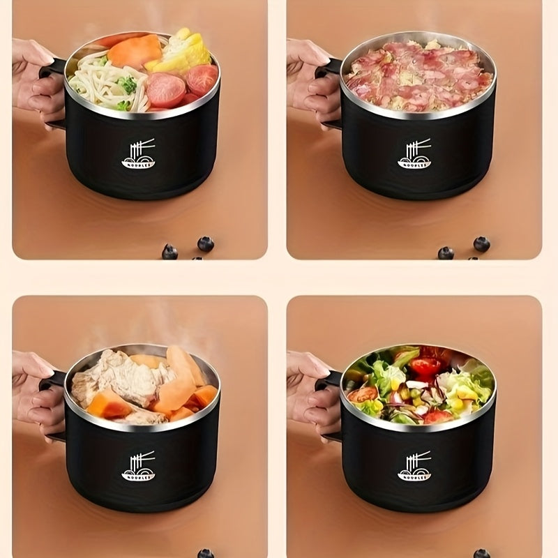 Rostfritt stål Ramen & Soppskål med lock - 1,3L Bärbar Nudelkopp med Sil