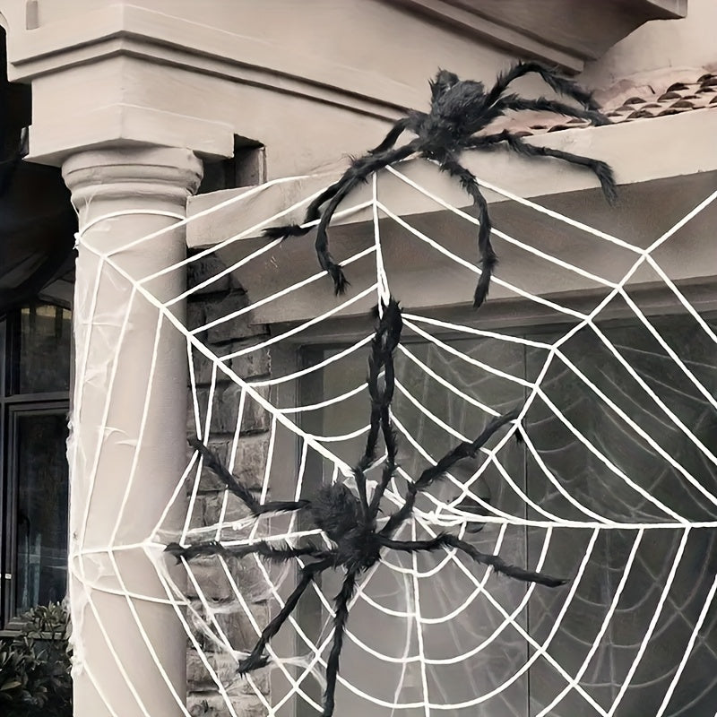 2-pack 50 cm jättespindlar för Halloween med nät – kuslig trädgårdsdekoration och rekvisita för hemsökta fester