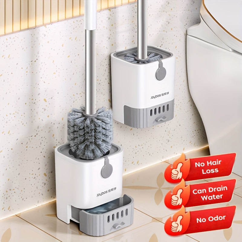 Hygienisk badrumsborste och vägghållare – kladdfri design med greppvänligt handtag