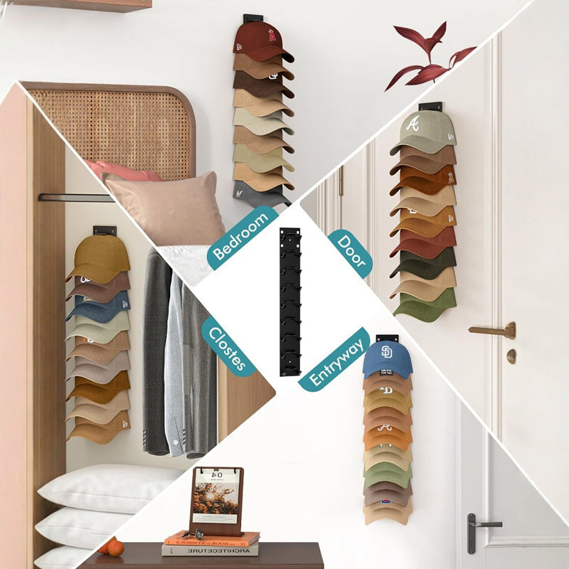 Väggmonterad hatthylla - Kompakt förvaring för basebollkepsar och snapbacks