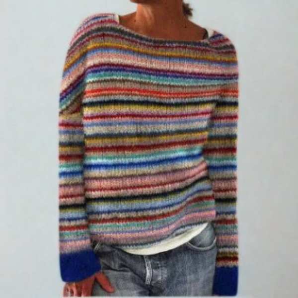 Jessamy | Jacquardstickad tröja med rund hals och Fair Isle-mönster – långärmad modell med ribbade kanter