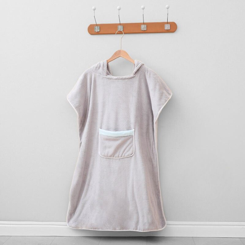 Ultramjuk fleeceponcho med huva – Snabbtorkande unisex bad- och spa-morgonrock