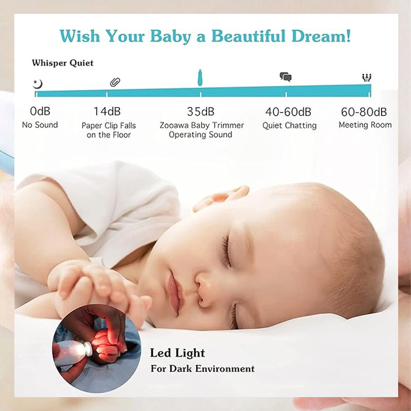 Babynagelvårdskit – Tysta elektriska klippare med justerbara hastigheter för säker nagelvård