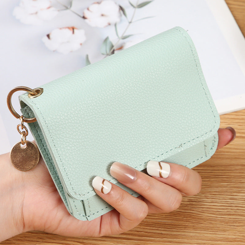Kompakt myntplånbok i läder för kvinnor – Snygg miniväska med dragkedja och kortfack