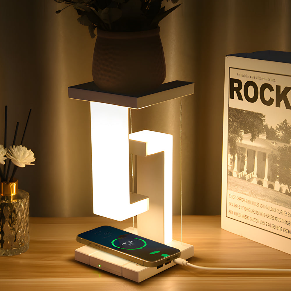 Flytande LED-bordslampa med trådlös laddning
