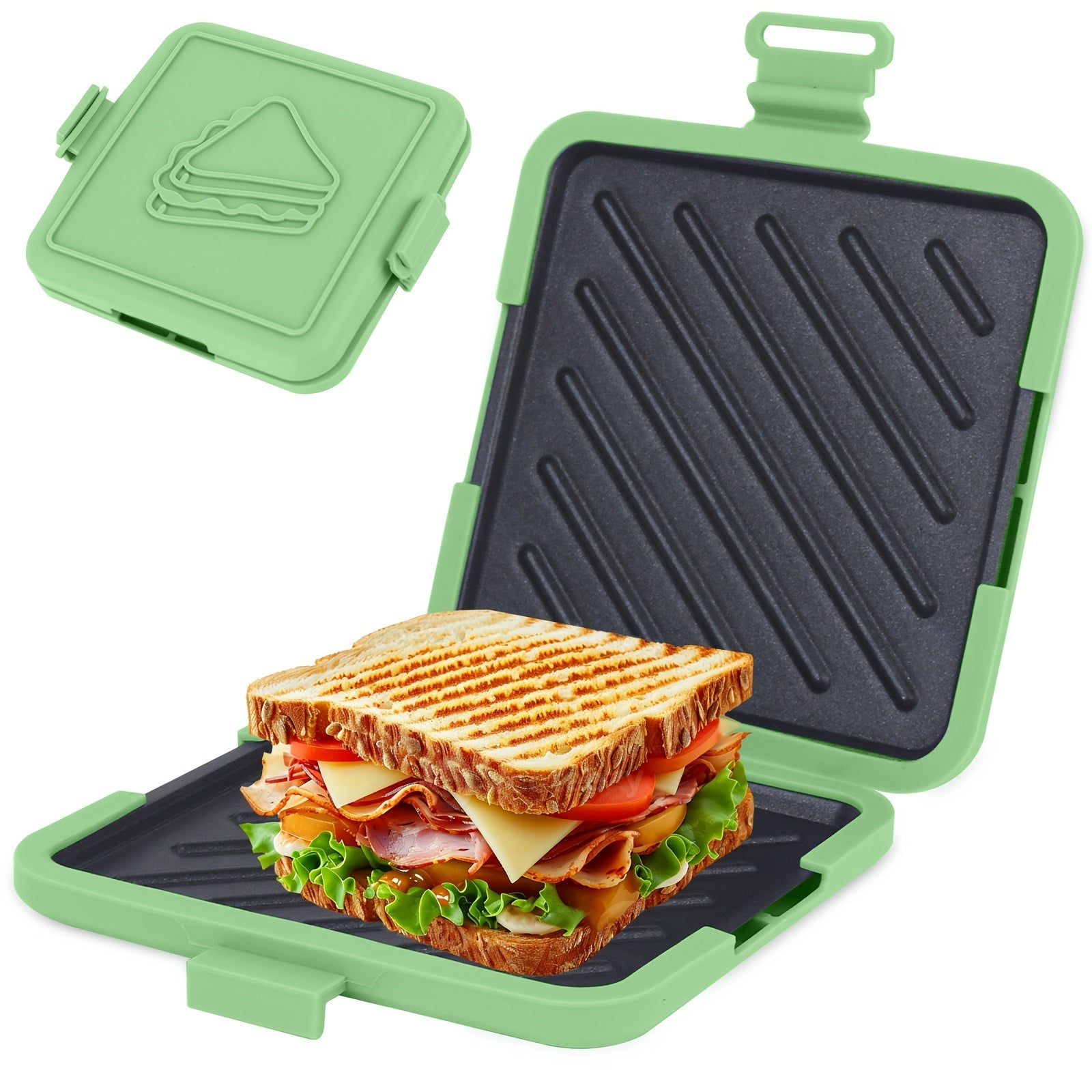 Snabbvärmande mikrovågsugnspress med avtagbara nonstick-plattor