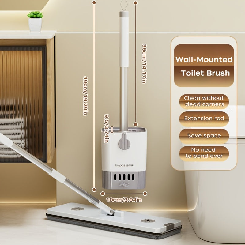 Hygienisk badrumsborste och vägghållare – kladdfri design med greppvänligt handtag