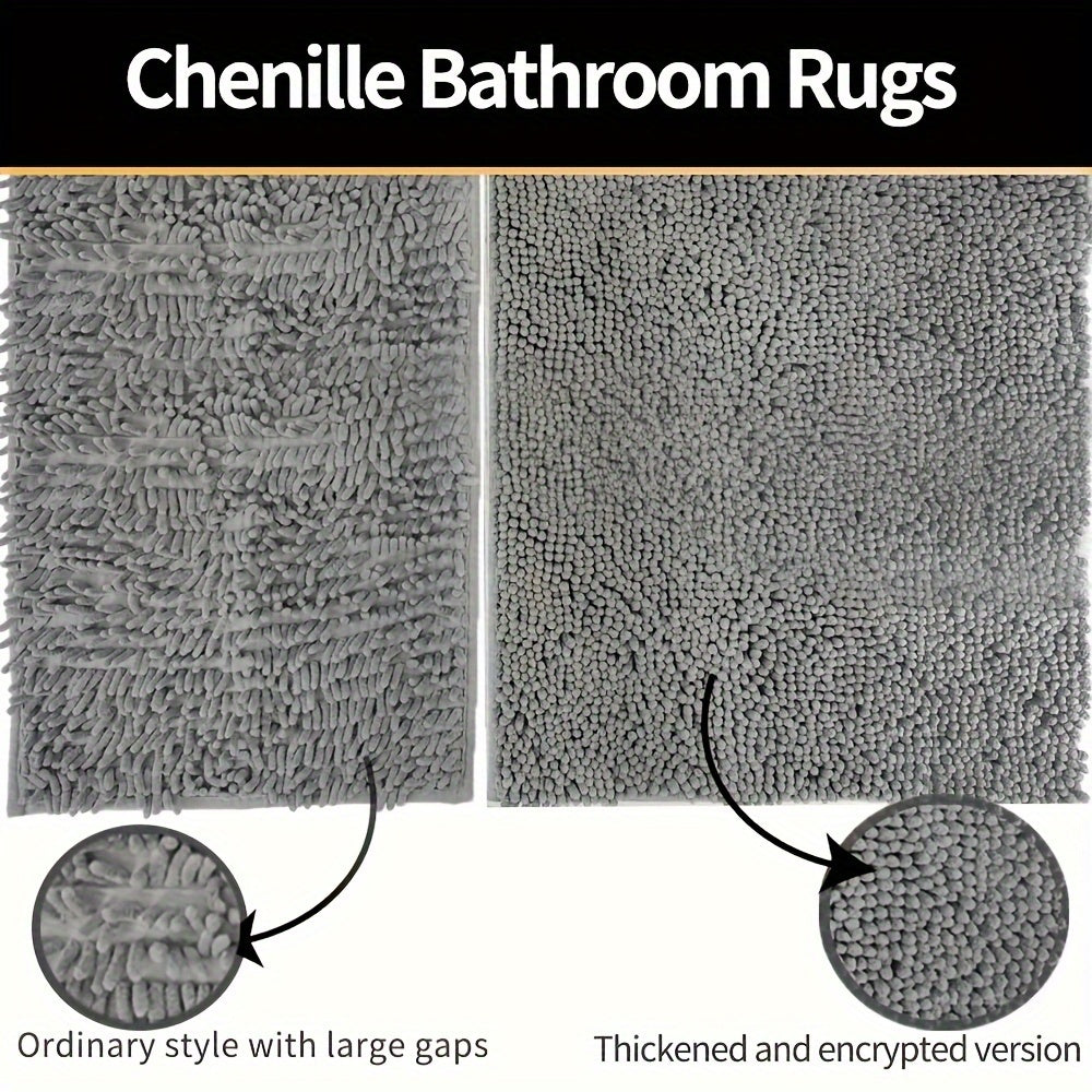 Plyschig rund chenillebadmatta – Snabbtorkande, halkfri, extra mjuk badrumsmatta