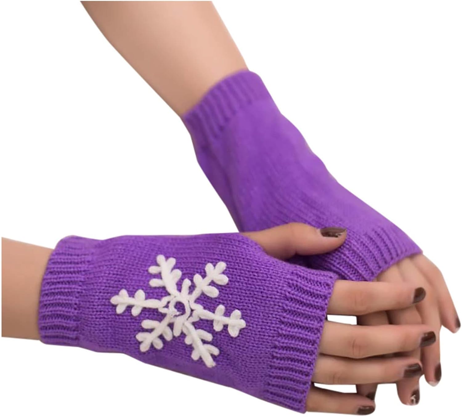 Stickade fingerlösa handskar för kvinnor - Broderade vinterhandskar