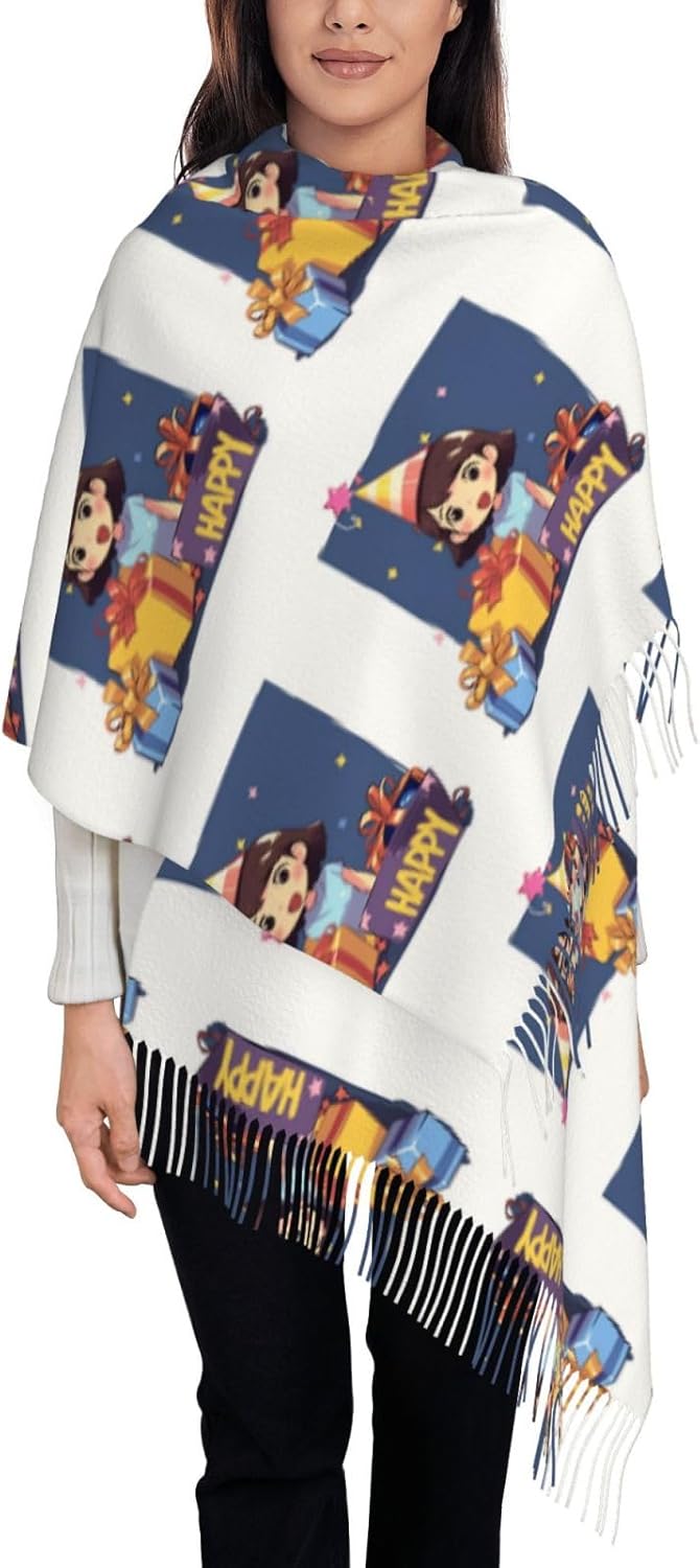 Söt tecknad sjal - Mjuk sjal och mysig vintersjal