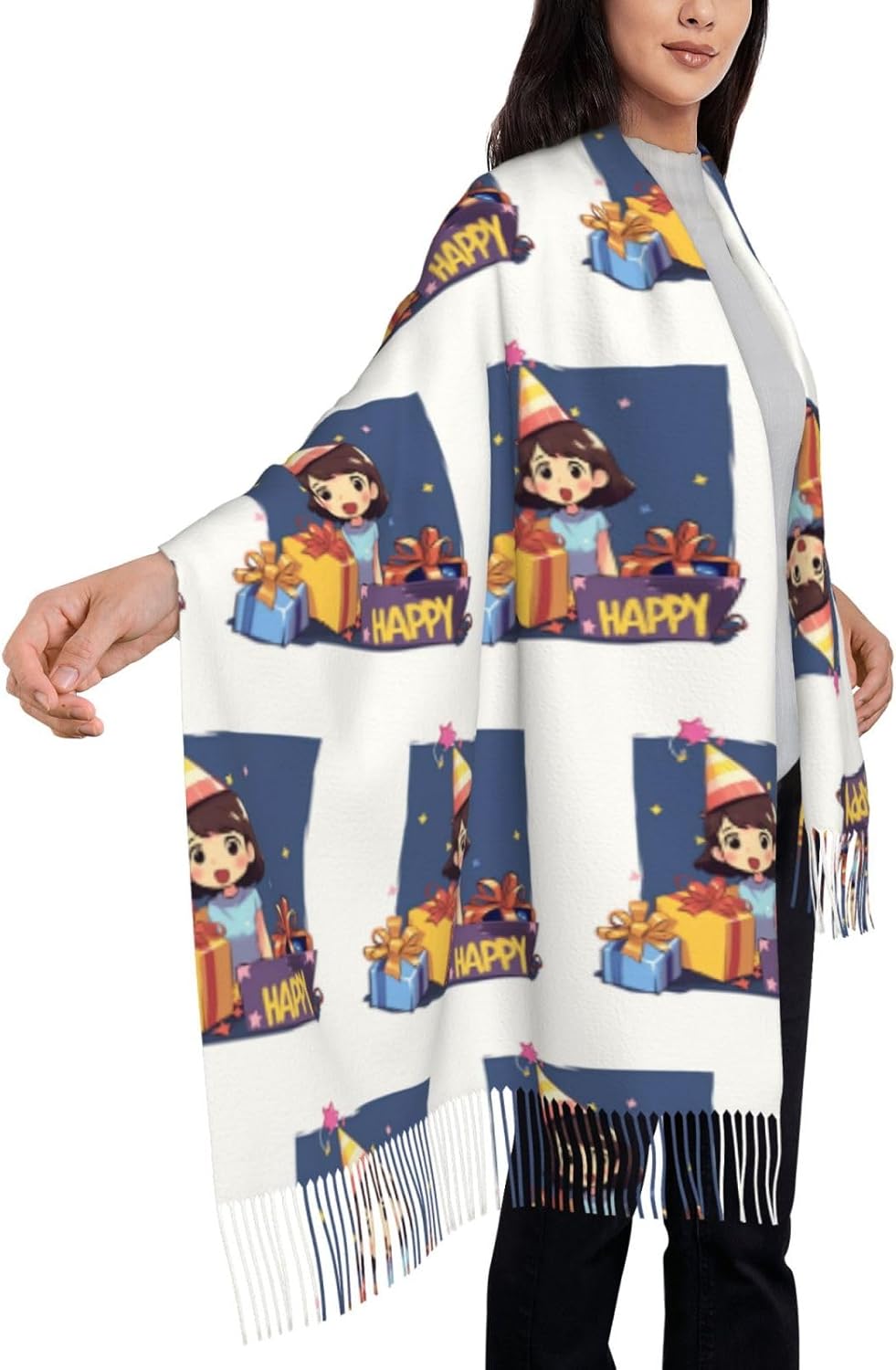 Söt tecknad sjal - Mjuk sjal och mysig vintersjal