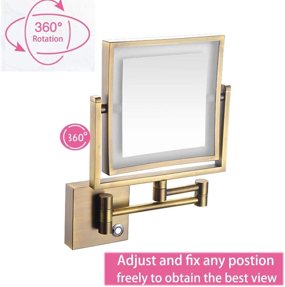 Väggmonterad sminkspegel – Uppladdningsbart batteri, flexibel arm och dubbel zoom