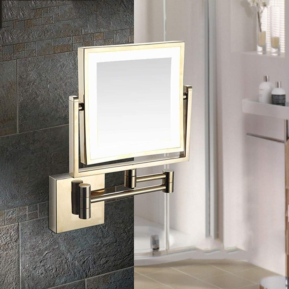 Väggmonterad sminkspegel – Uppladdningsbart batteri, flexibel arm och dubbel zoom