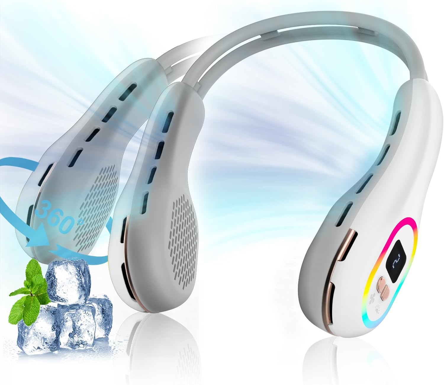 Handsfree-halsfläkt - 360° justerbar bladlös kylning