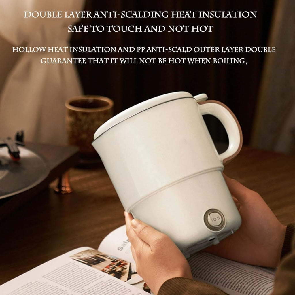 Hopfällbar vattenkokare för resor 600 ml – Platsbesparande bärbar vattenkokare för resor, kontor och camping