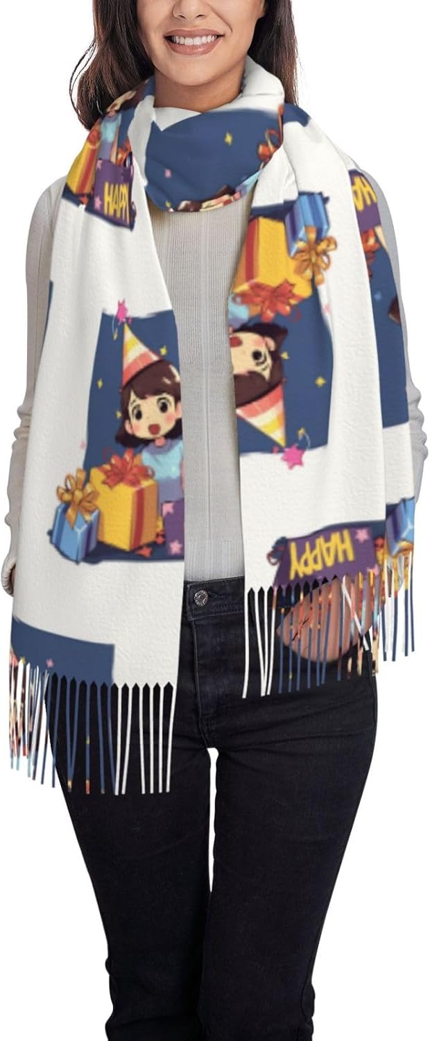 Söt tecknad sjal - Mjuk sjal och mysig vintersjal