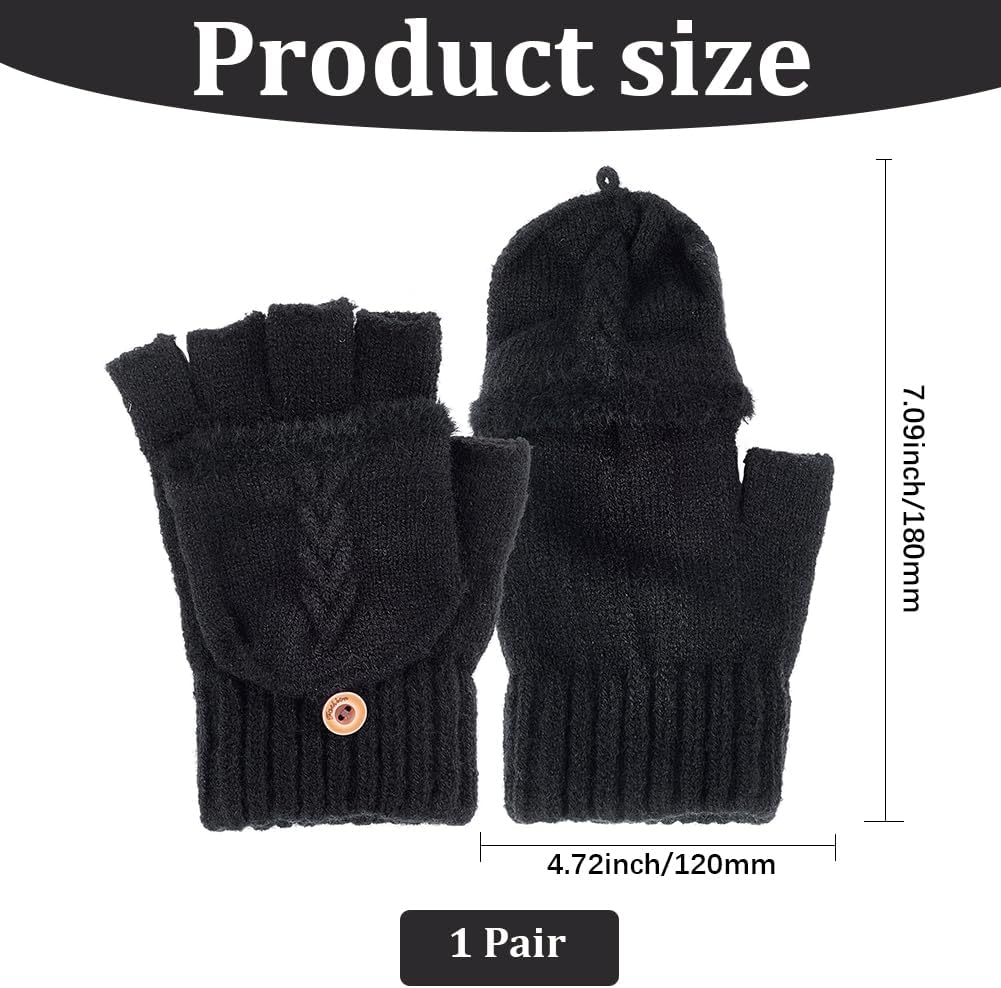 Mjuka vinterfingerlösa vantar – Stickade halvfingervantar med tumhålsdesign