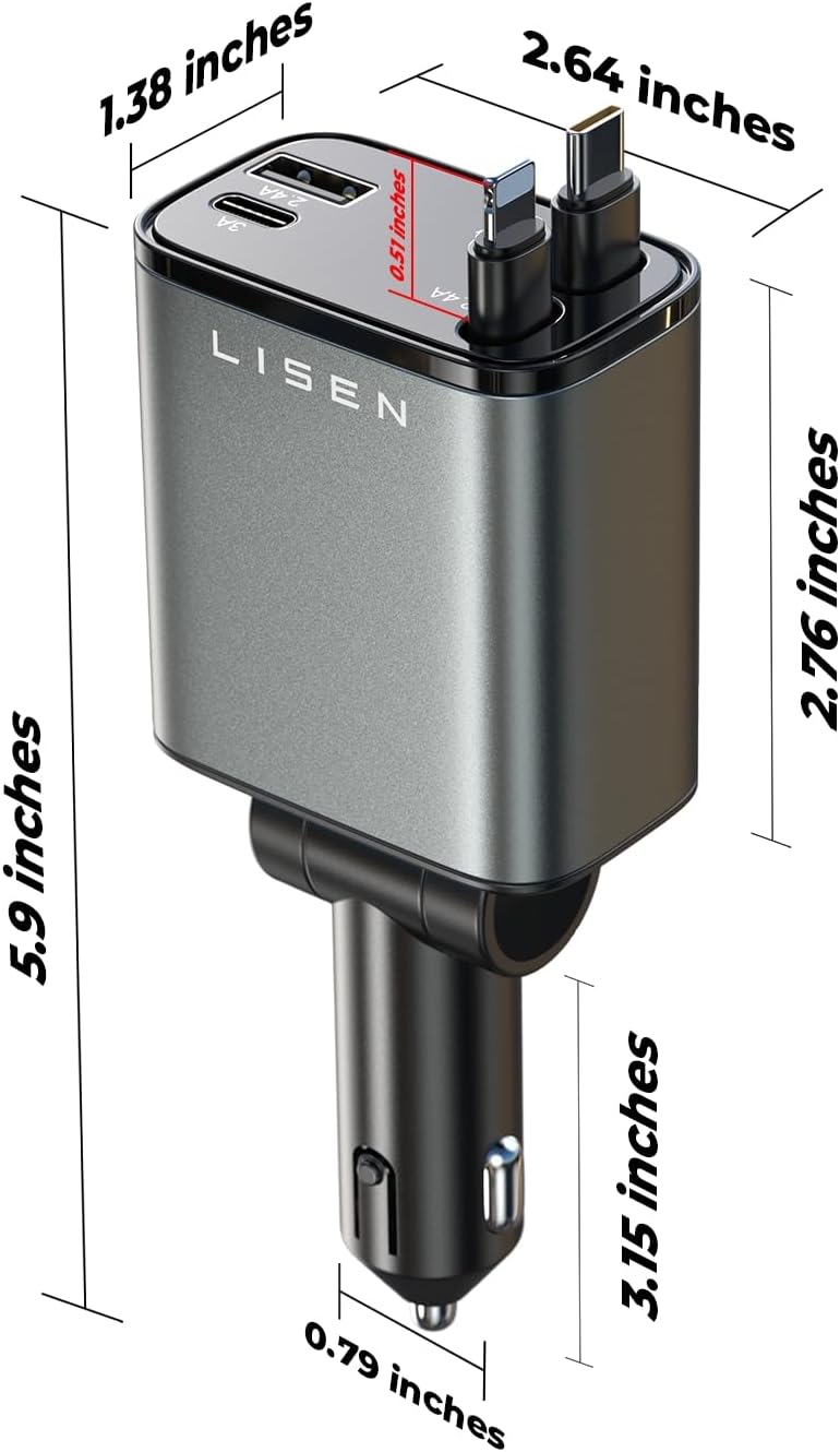 69W USB-C biladapter - Snabb utdragbar laddare för alla enheter