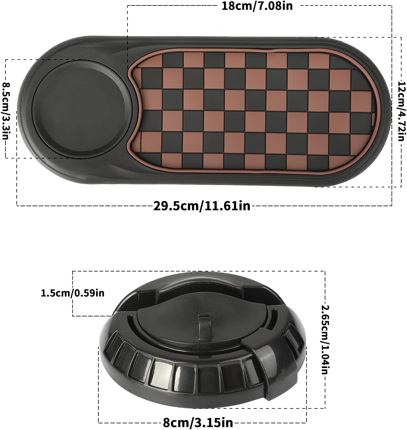 Bilens instrumentbräda-organiseringsmatta – halkfri dyna med telefonfäste och förvaringsfack