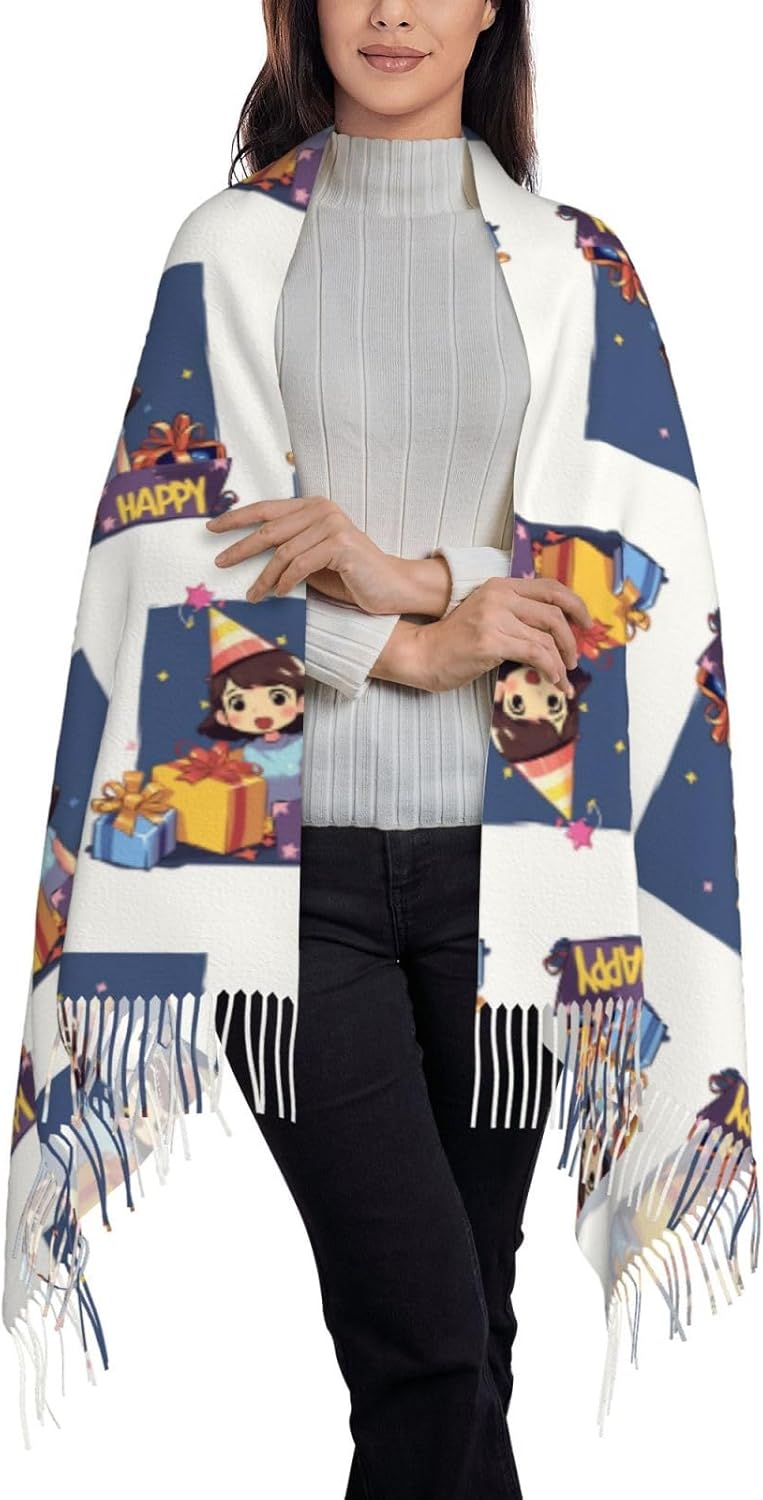 Söt tecknad sjal - Mjuk sjal och mysig vintersjal