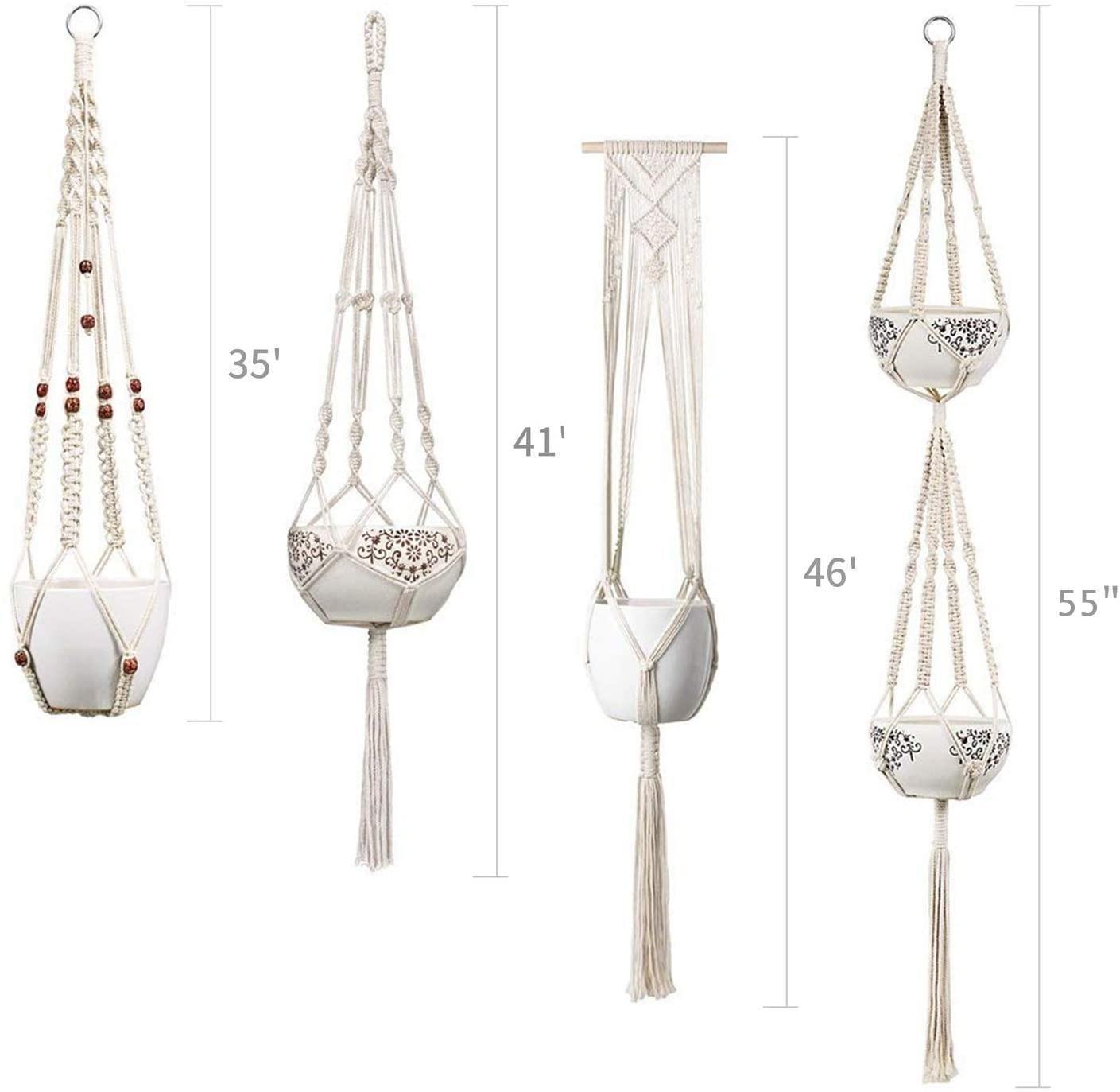 4-delad handgjord Boho Macrame växthållare set