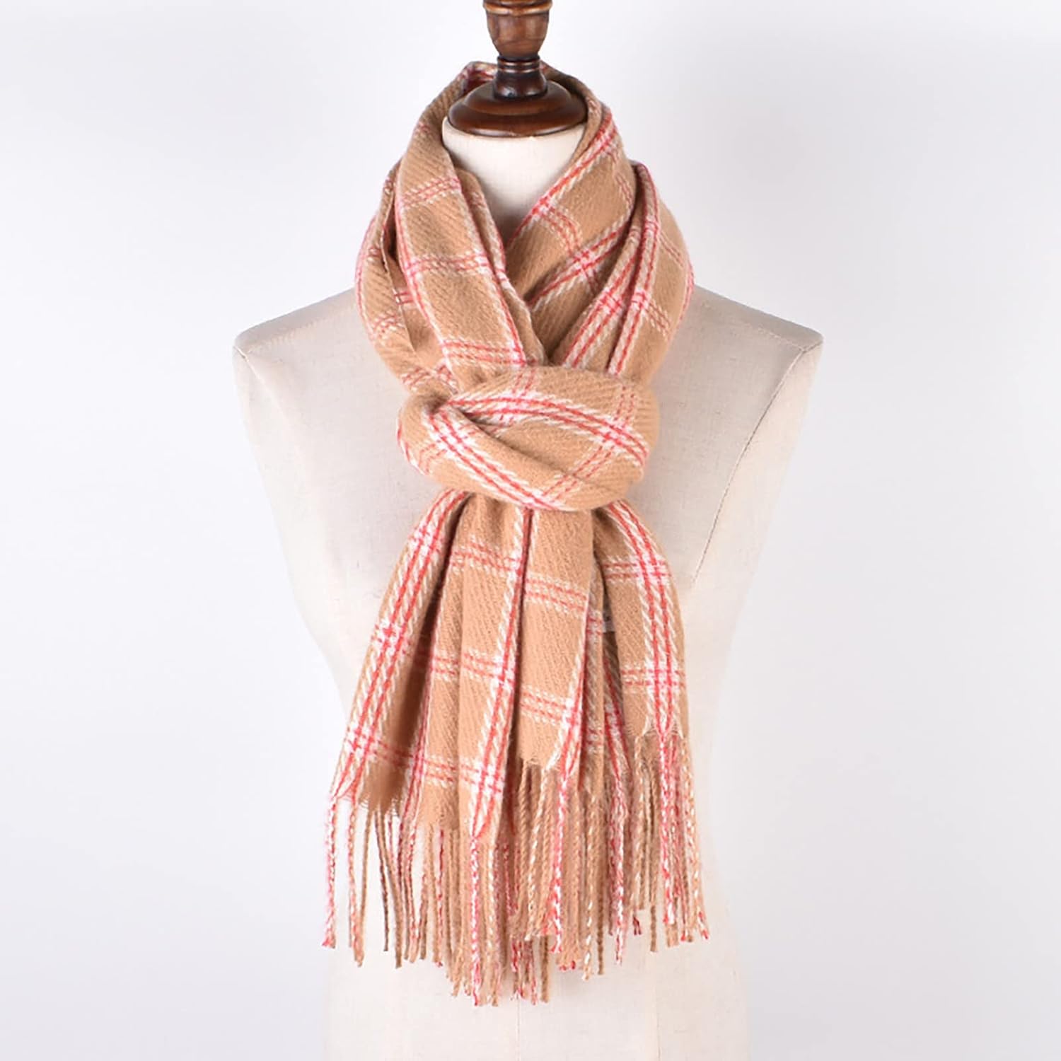 Tjock stickad vinterhalsduk för kvinnor – Mjuk ribbad sjal för höst och kalla dagar