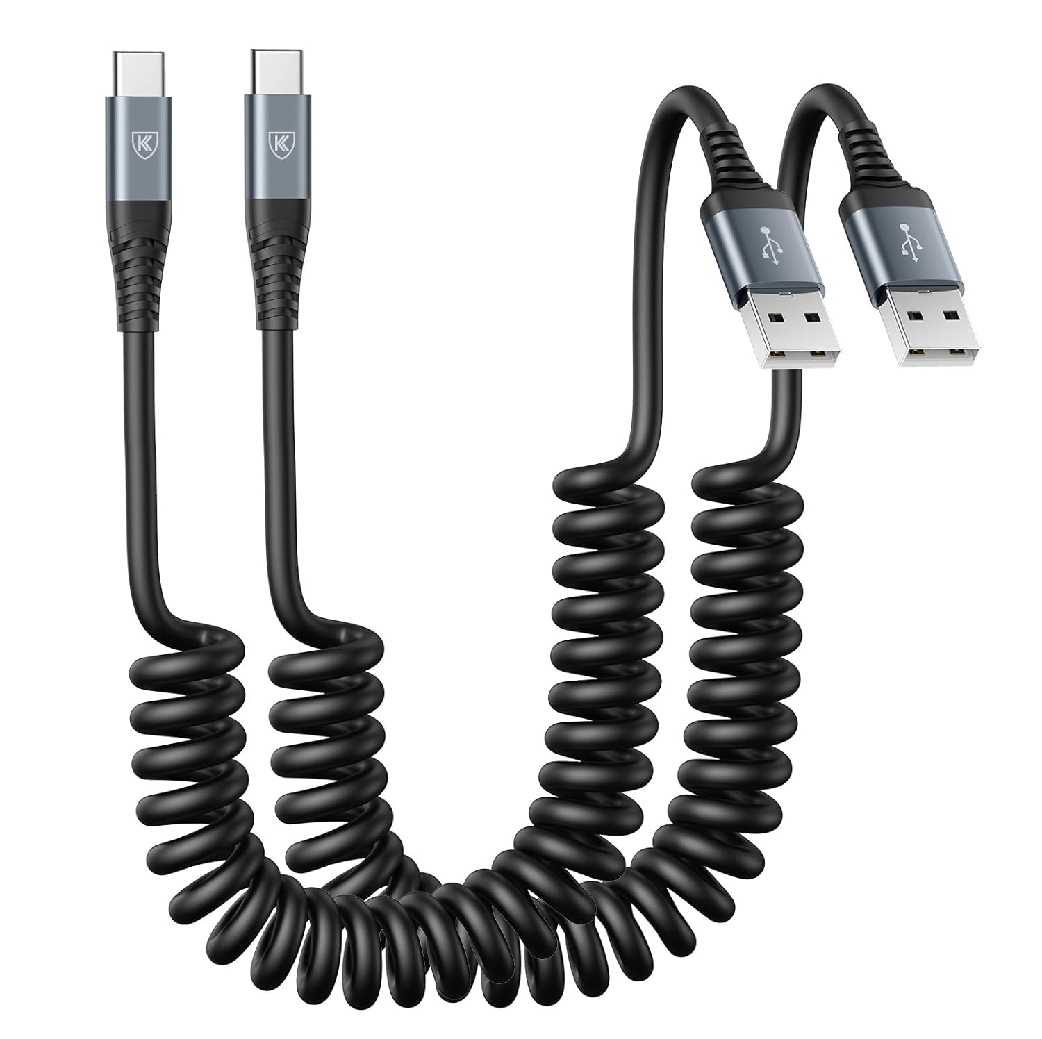 Spiralformad USB-C snabbladdningskabel - Hållbar USB-A till Typ-C-kabel