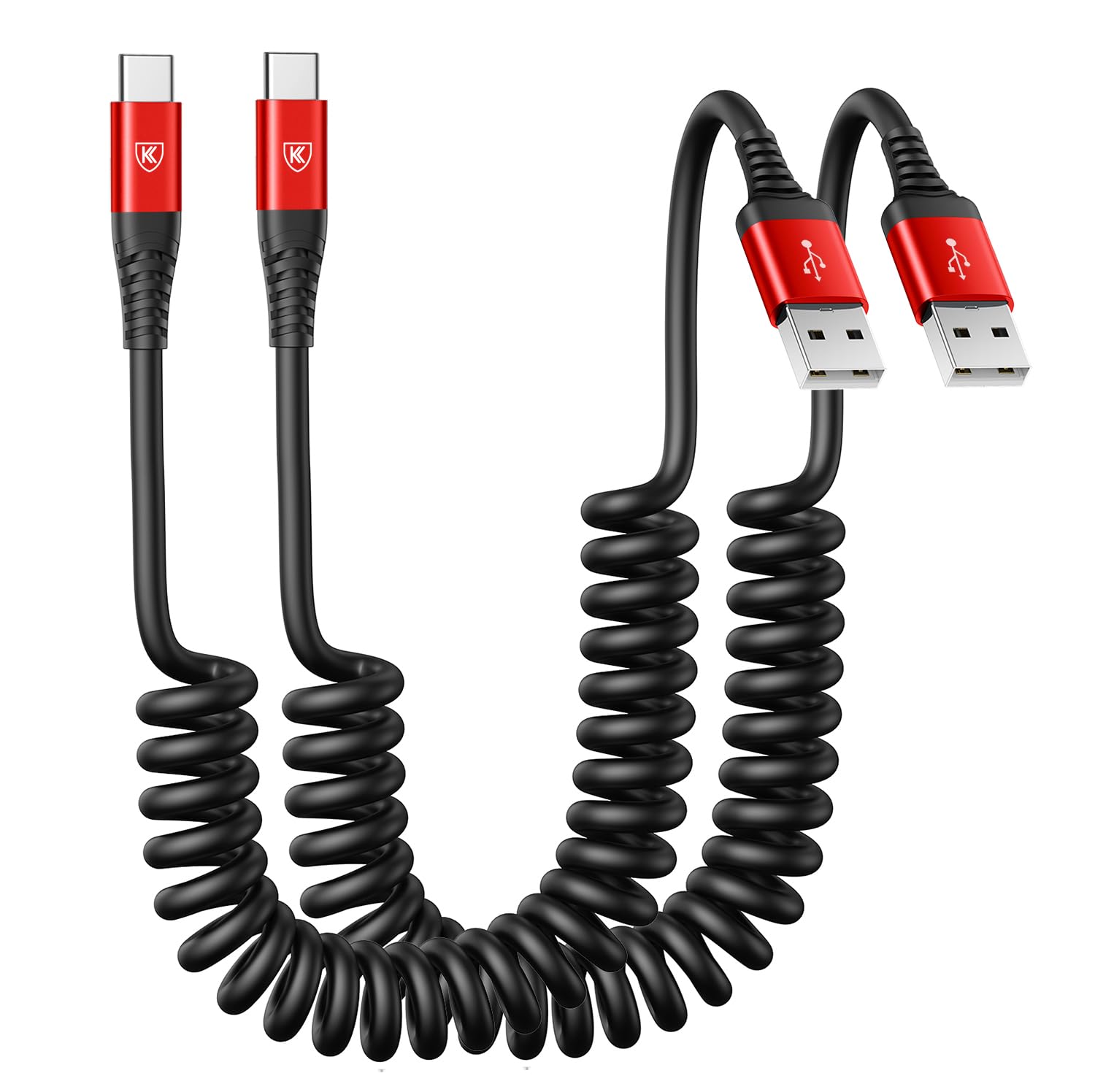 Spiralformad USB-C snabbladdningskabel - Hållbar USB-A till Typ-C-kabel