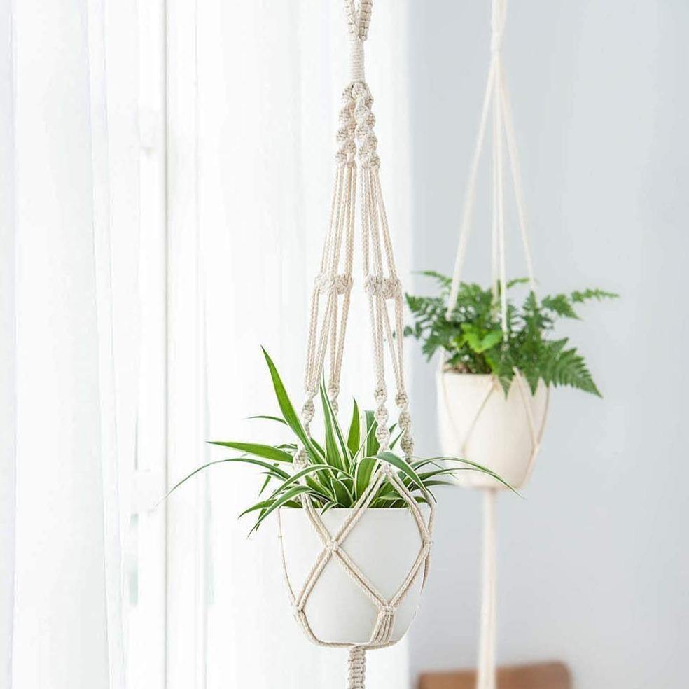 4-delad handgjord Boho Macrame växthållare set