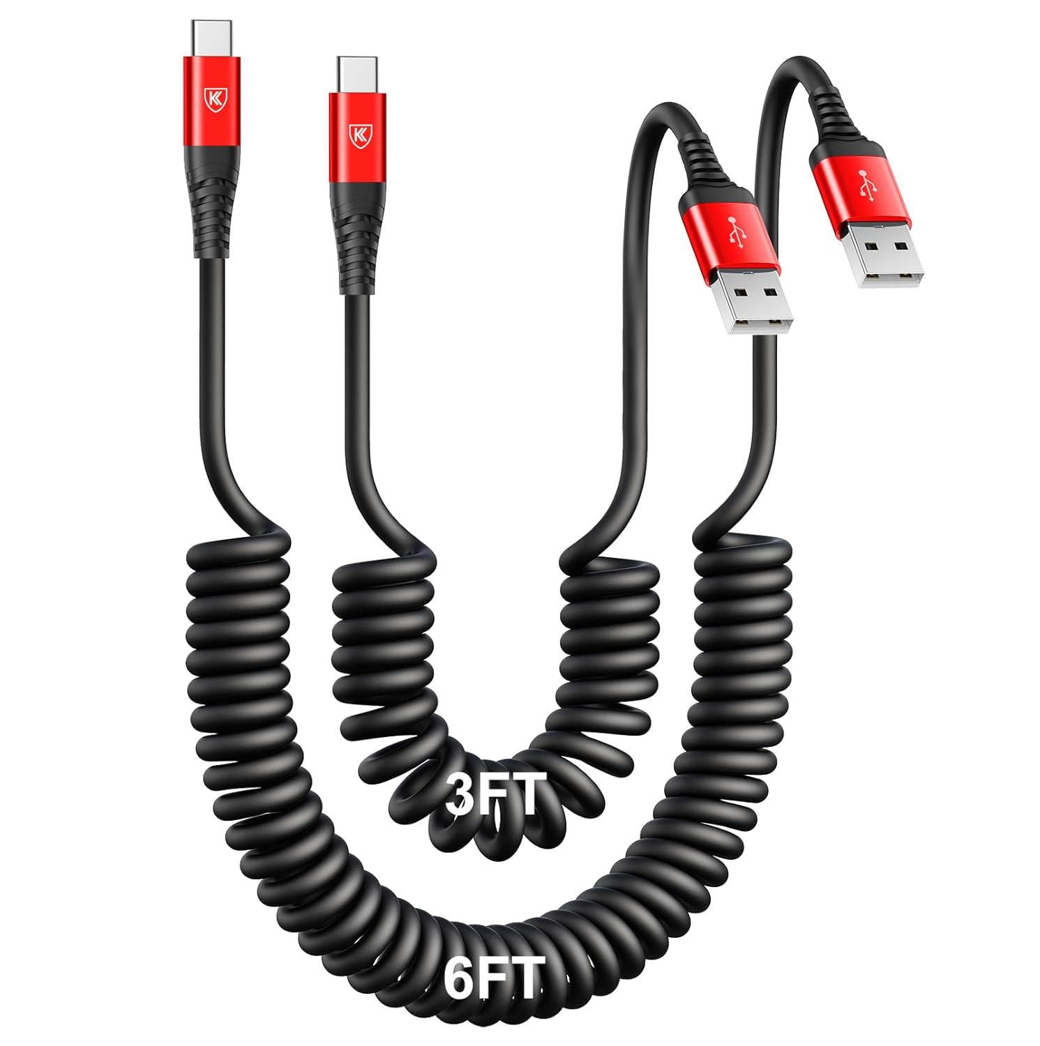 Spiralformad USB-C snabbladdningskabel - Hållbar USB-A till Typ-C-kabel