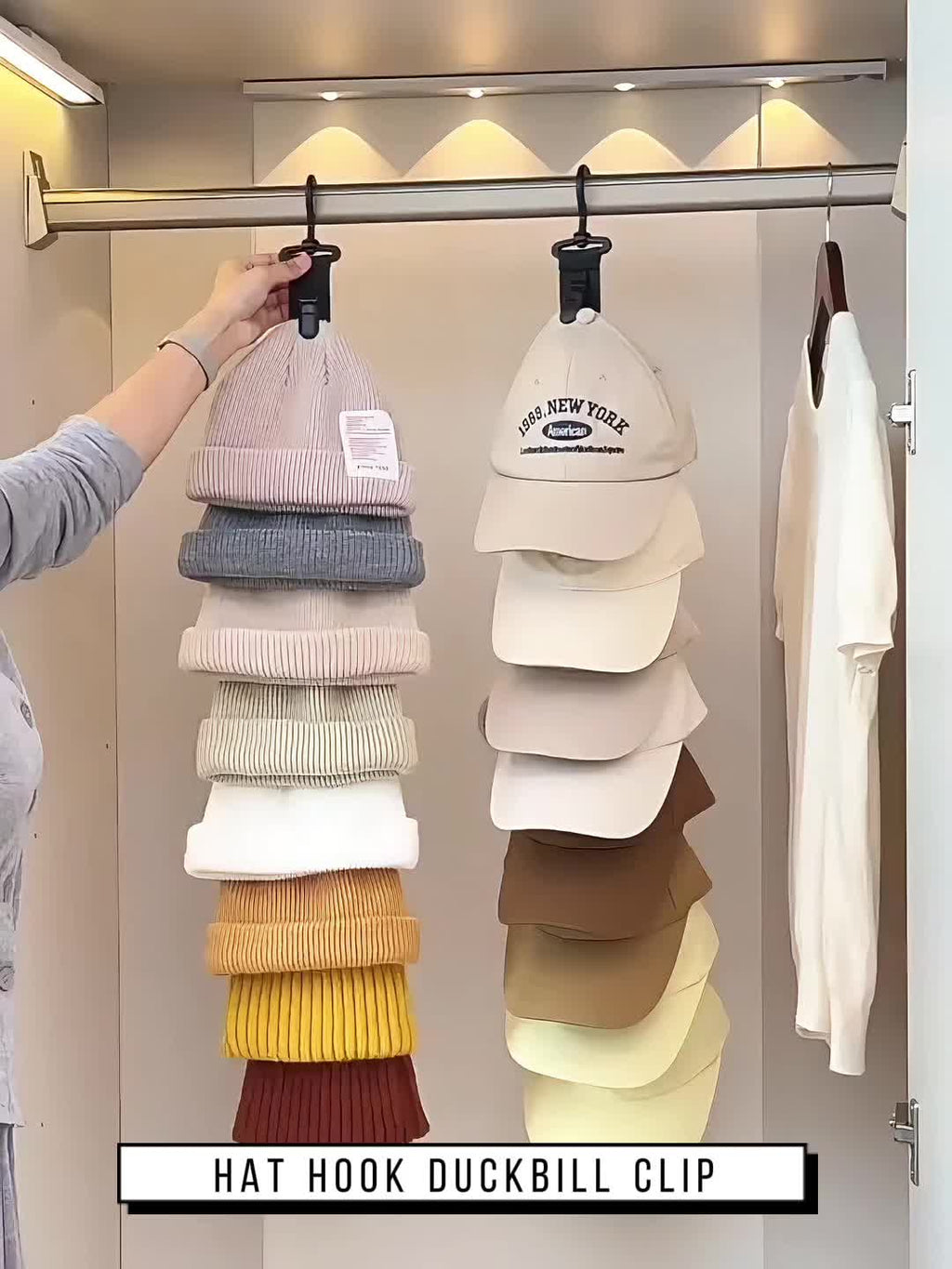 Väggorganisatör för flera kepsar – Kompakt förvaringsställ för basebollkepsar