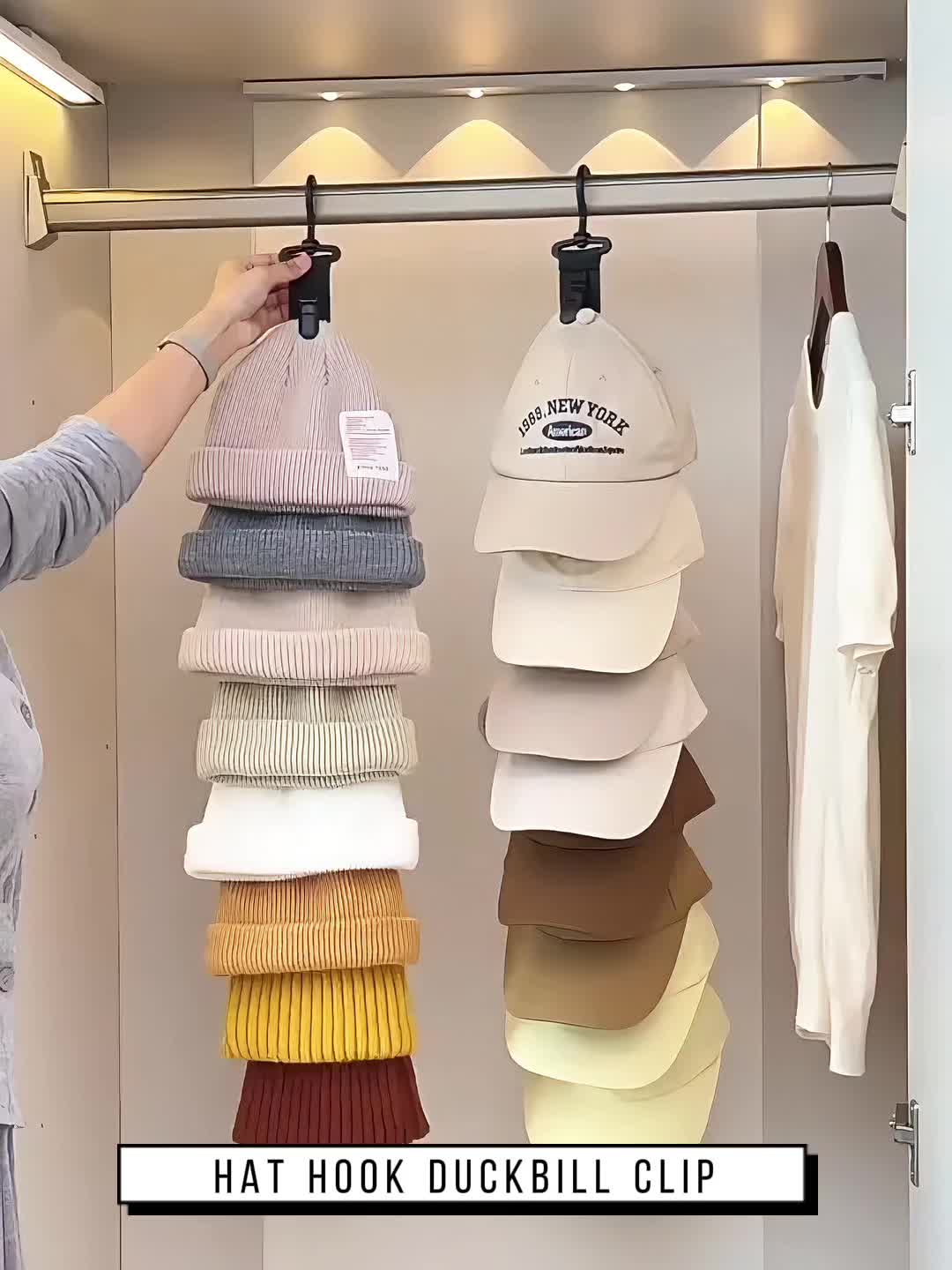 Väggorganisatör för flera kepsar – Kompakt förvaringsställ för basebollkepsar