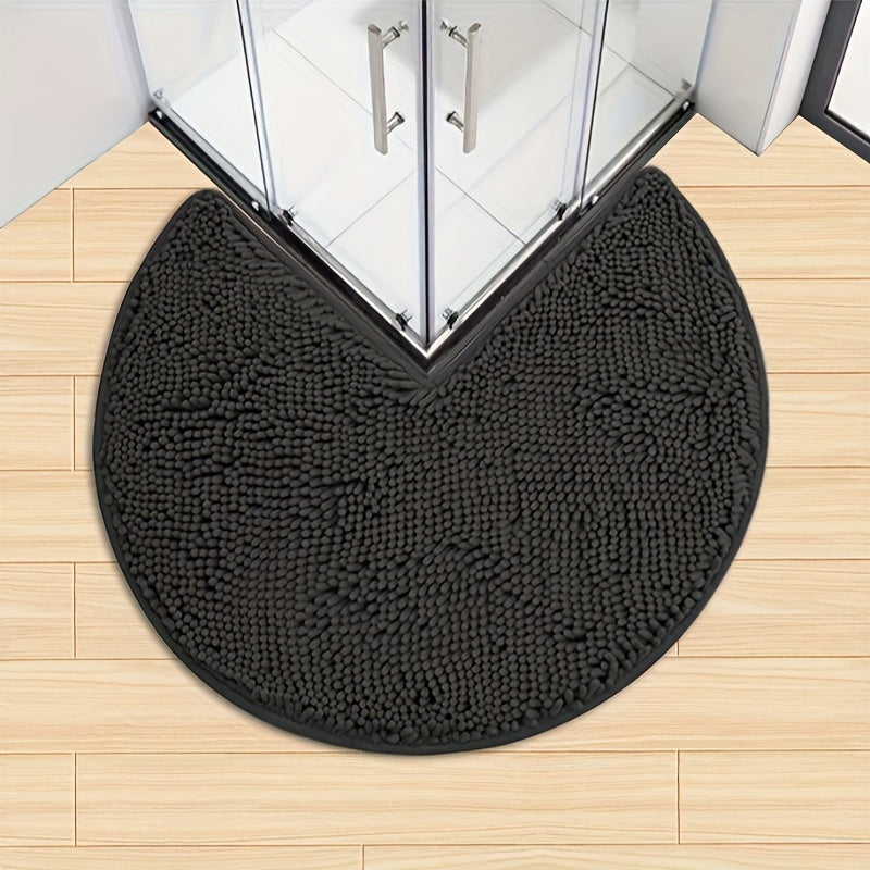 Plyschig rund chenillebadmatta – Snabbtorkande, halkfri, extra mjuk badrumsmatta