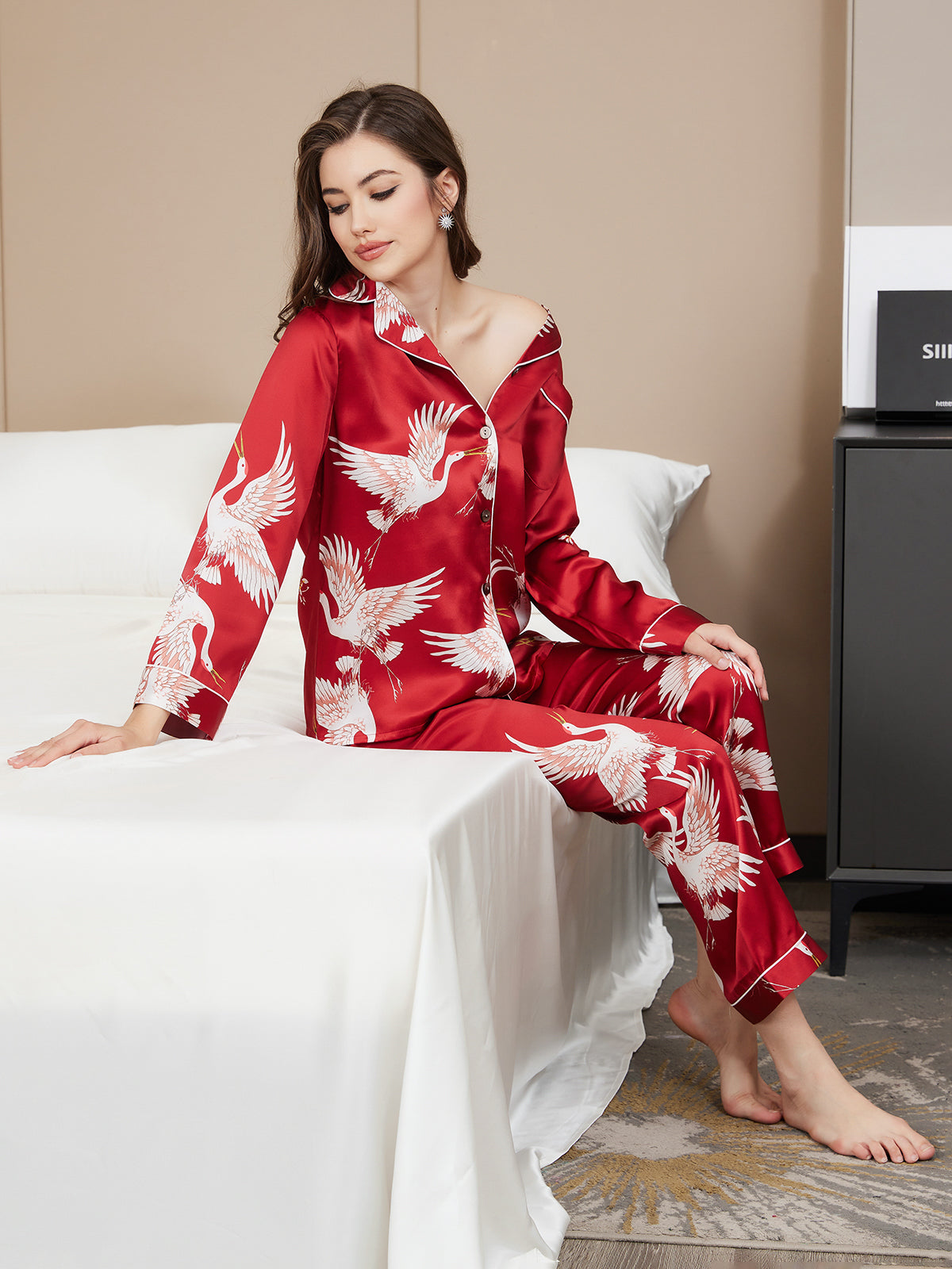 Mariska - Luxe Zijden Pyjama Set met Print