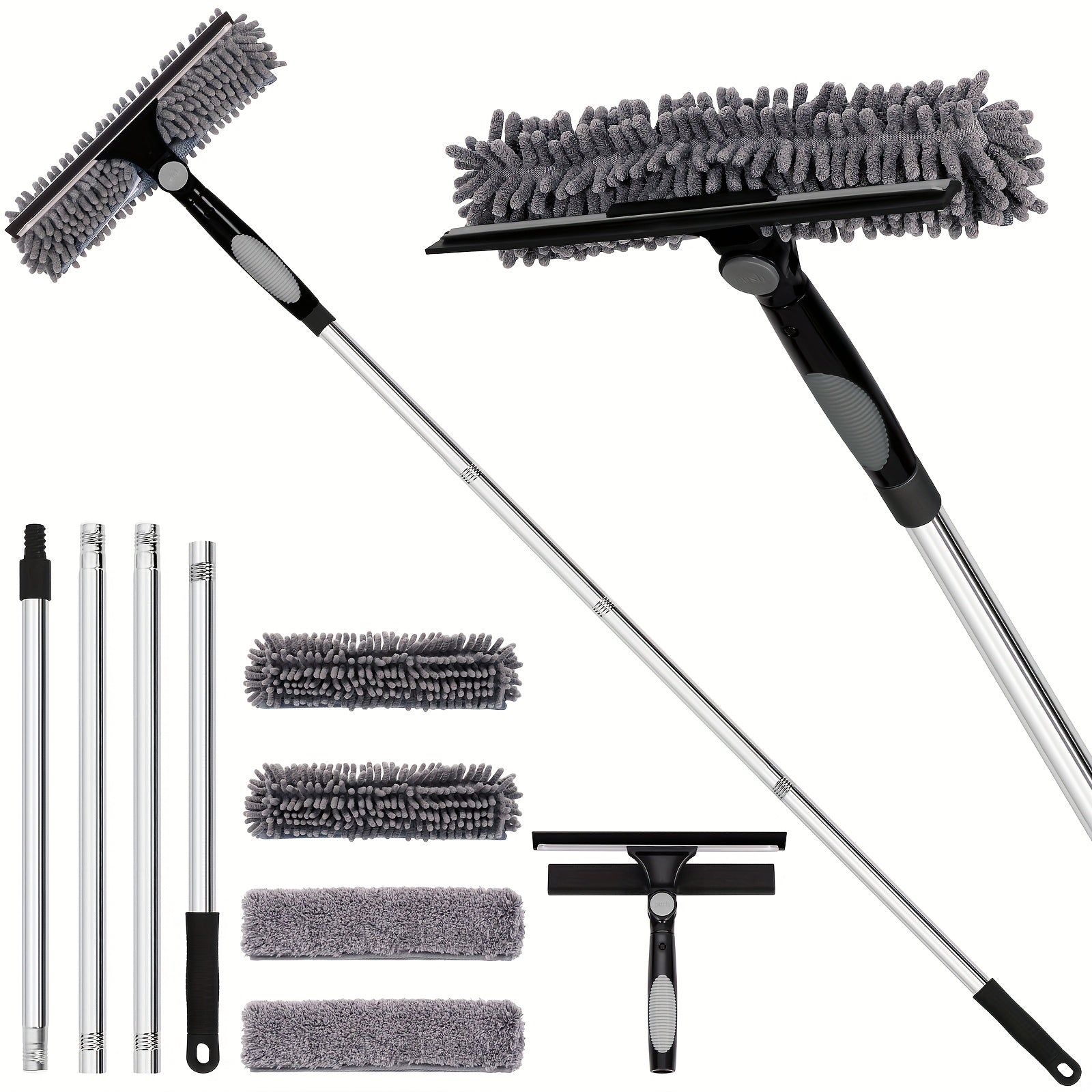 2-i-1 professionellt glasrengöringsverktyg med justerbart handtag