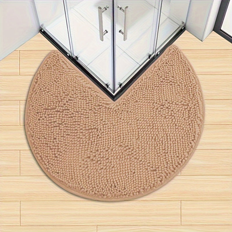 Plyschig rund chenillebadmatta – Snabbtorkande, halkfri, extra mjuk badrumsmatta