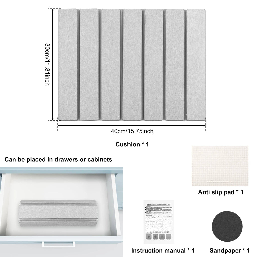 Snabbtorkande diatomit köksmatta - vikbar diskmatta för bänkskivor