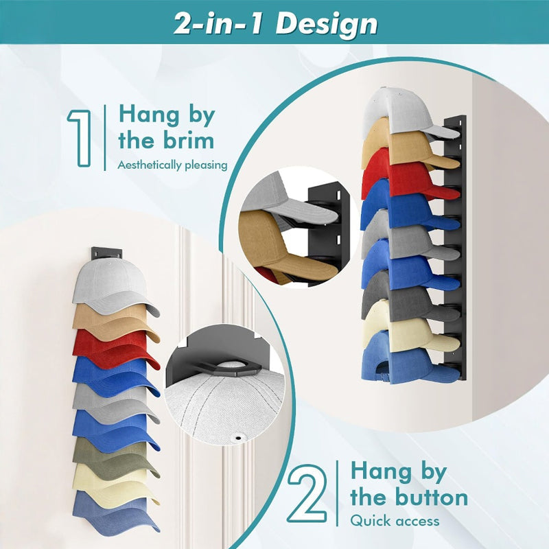 Väggmonterad hatthylla - Kompakt förvaring för basebollkepsar och snapbacks