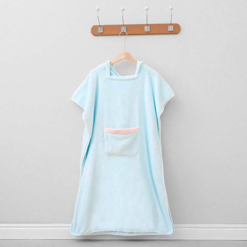 Ultramjuk fleeceponcho med huva – Snabbtorkande unisex bad- och spa-morgonrock