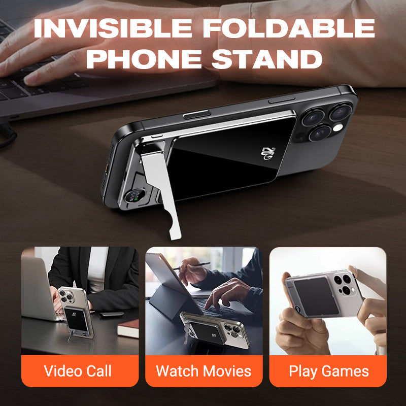 Ultratunn magnetisk powerbank med justerbart utfällbart stativ – snabbladdande bärbar laddare