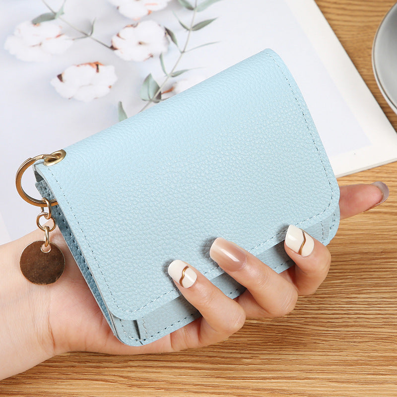 Kompakt myntplånbok i läder för kvinnor – Snygg miniväska med dragkedja och kortfack