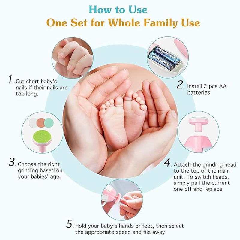 Elektrisk nagelvård för spädbarn - Tyst och skonsam nagellack för spädbarn
