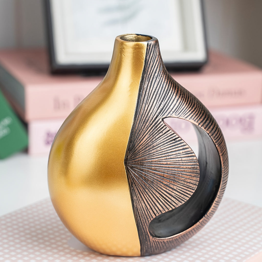 Tvåfärgad halvmåneformad dekorativ vas – Snygg vattenkannadesign