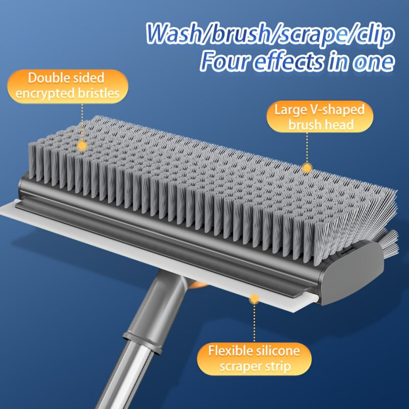 Dubbelverkande roterande skurborste - Inbyggd skrapa och långt handtag