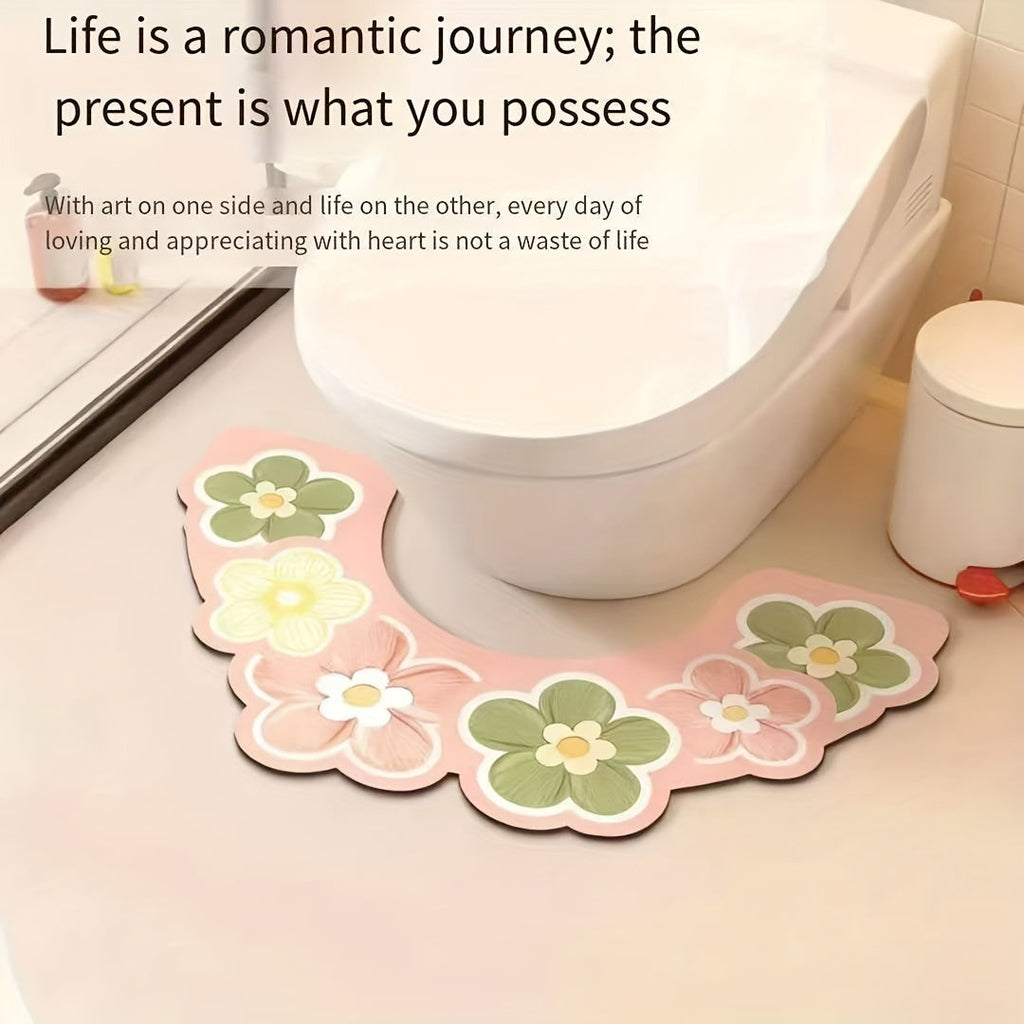 Konturerad U-formad badrumsmatta – Ultraabsorberande halkfri golvmatta